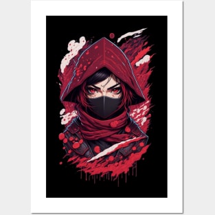 evil ninja girl face Posters and Art